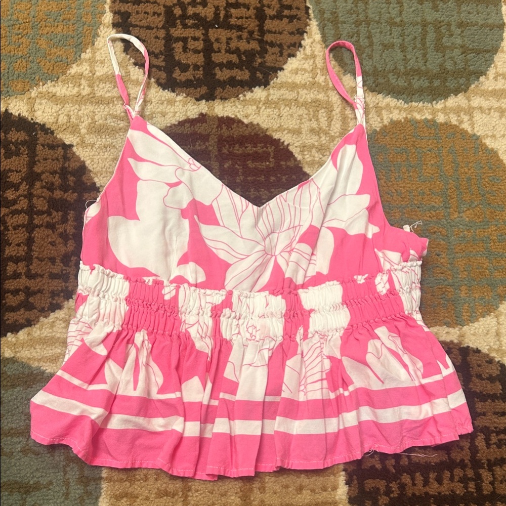 Ocean Drive Pink and White Floral Camisole